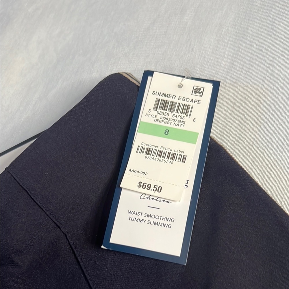 NWT- Charter Club Navy Trousers with Cream Accents - Picture 7 of 9